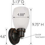 Indoor wall sconce with switch industrial glass wall light fixture