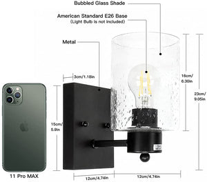 Black black bathroom vanity light bubbled glass wall light fixtures