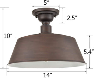 Industrial Semi Flush Mount Ceiling Light Fixture with oil rubbed bronze