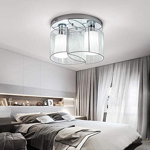 Modern Contemporary Pendant Light Semi Flush Mount Ceiling Light 2 Lights Ceiling Light Chrome for Hallway Dining Room Living Room