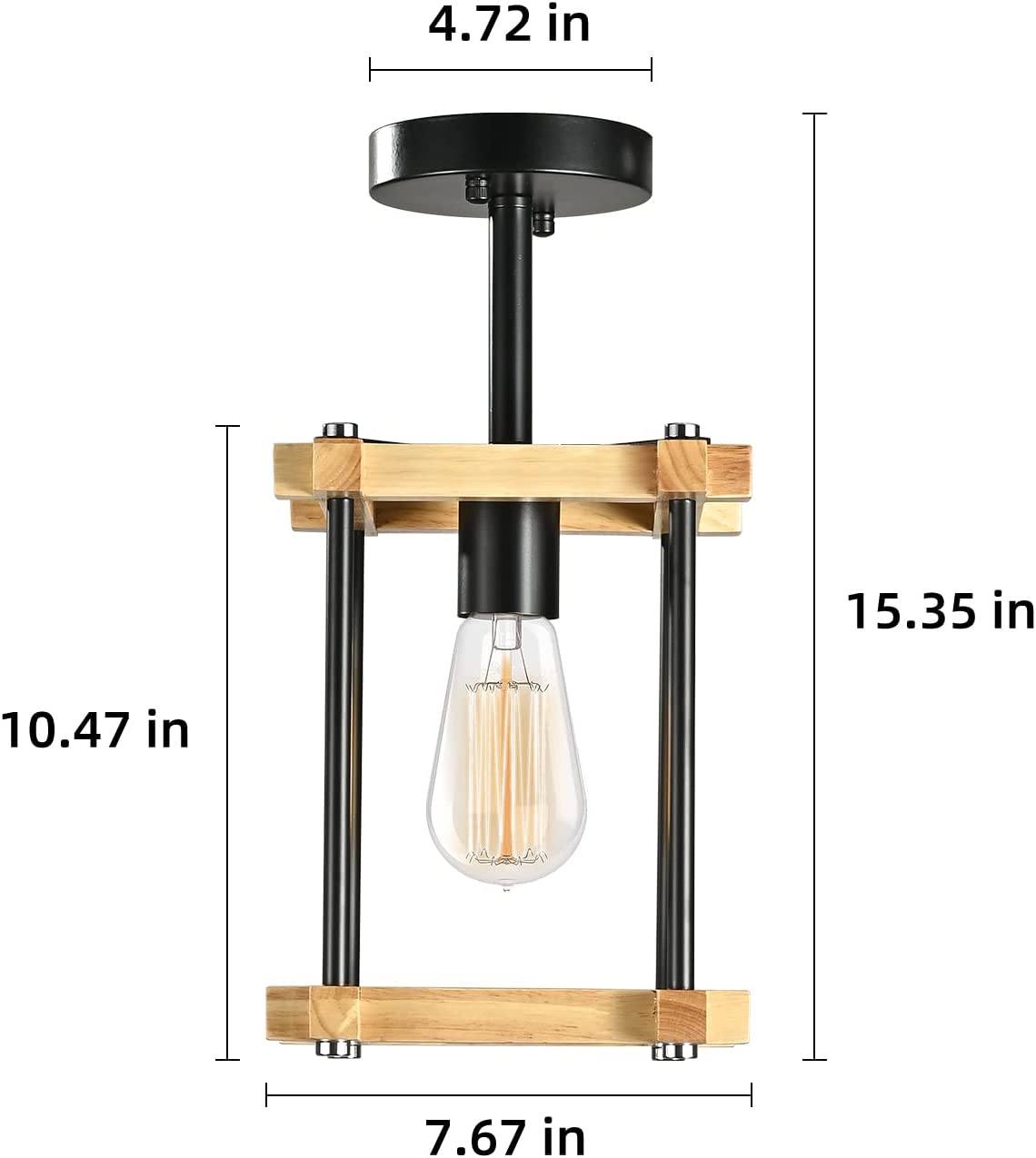 Semi flush mount pendant light fixture wood close to ceiling ight