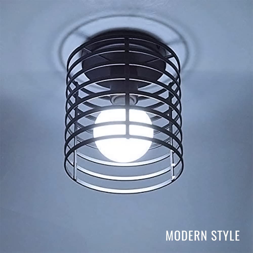 Small cage ceiling light fixture rust black industrial ceiling lamp