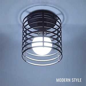 Small cage ceiling light fixture rust black industrial ceiling lamp
