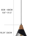 Industrial pendant lamp black cage wood pendant lighting