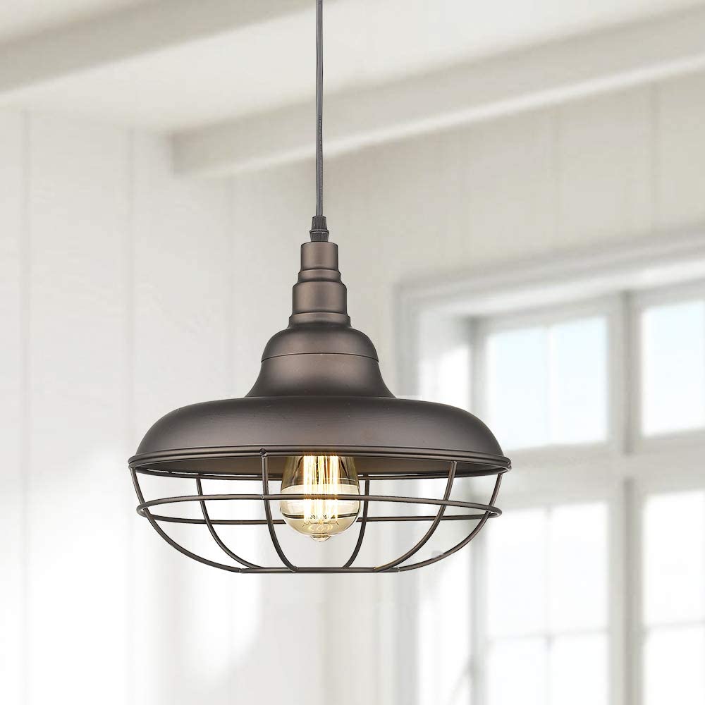 Cage farmhouse pendant light vintage farmhouse light fixtures with Oil rubbed bronze finish