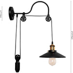 Pulley gooseneck industrial wall light fixture black adjustable wall mounted sconce