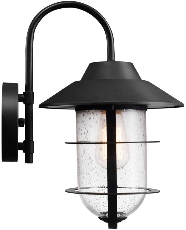 Black wall outdoor light fixture vintage industrial glass wall sconces