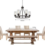 6 light island glass round chandelier with rubbed bronze finish