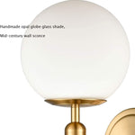 Mid-Century single wall lights bedroom in Brass wall light sconces with Globe  glass