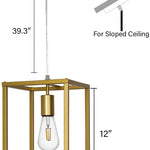 Gold pendant light fixture modern cage ceiling decor Industrial