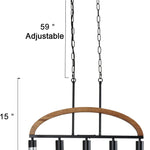 5 light modern arched pendant light rust industrial wood chandelier