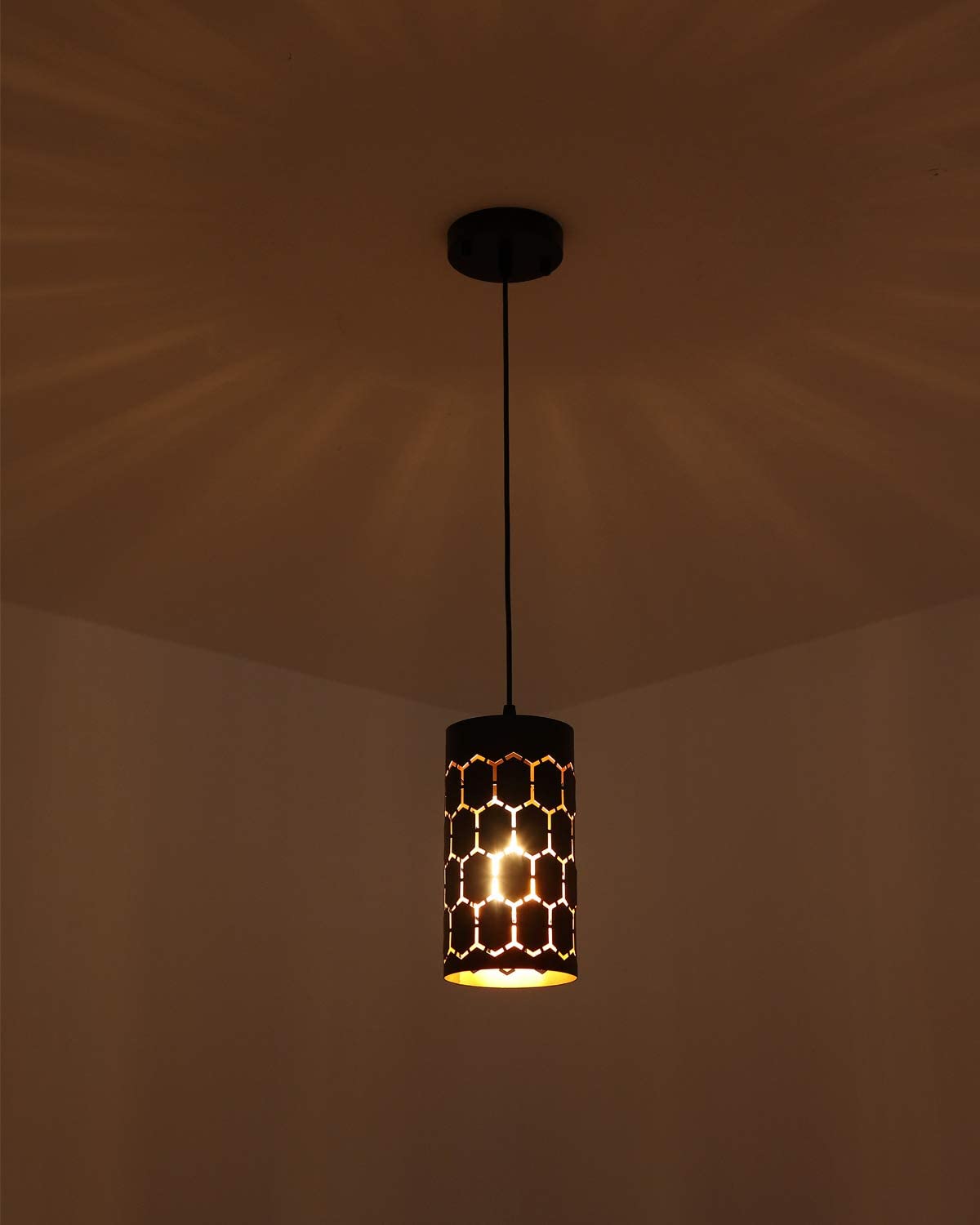 Black cylindrical pendant light mini industrial hanging lighting fixture