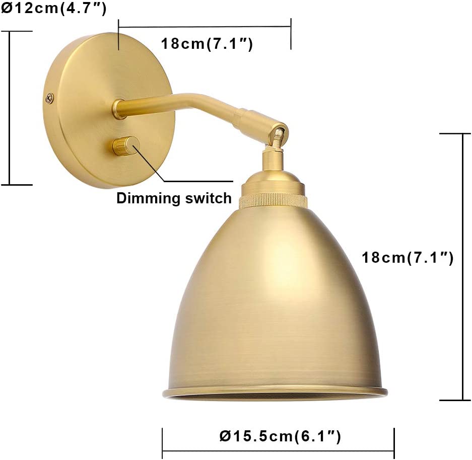 2 pack industrial metal wall light fixture antique gold wall lamp
