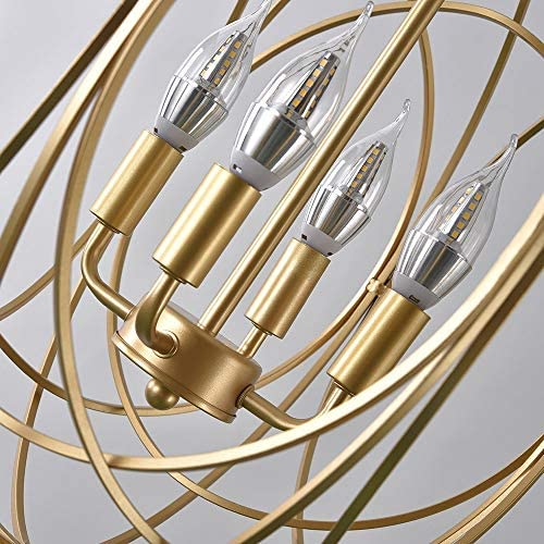 3/4 lights Chandelier Pendant Light in Gold Sphere