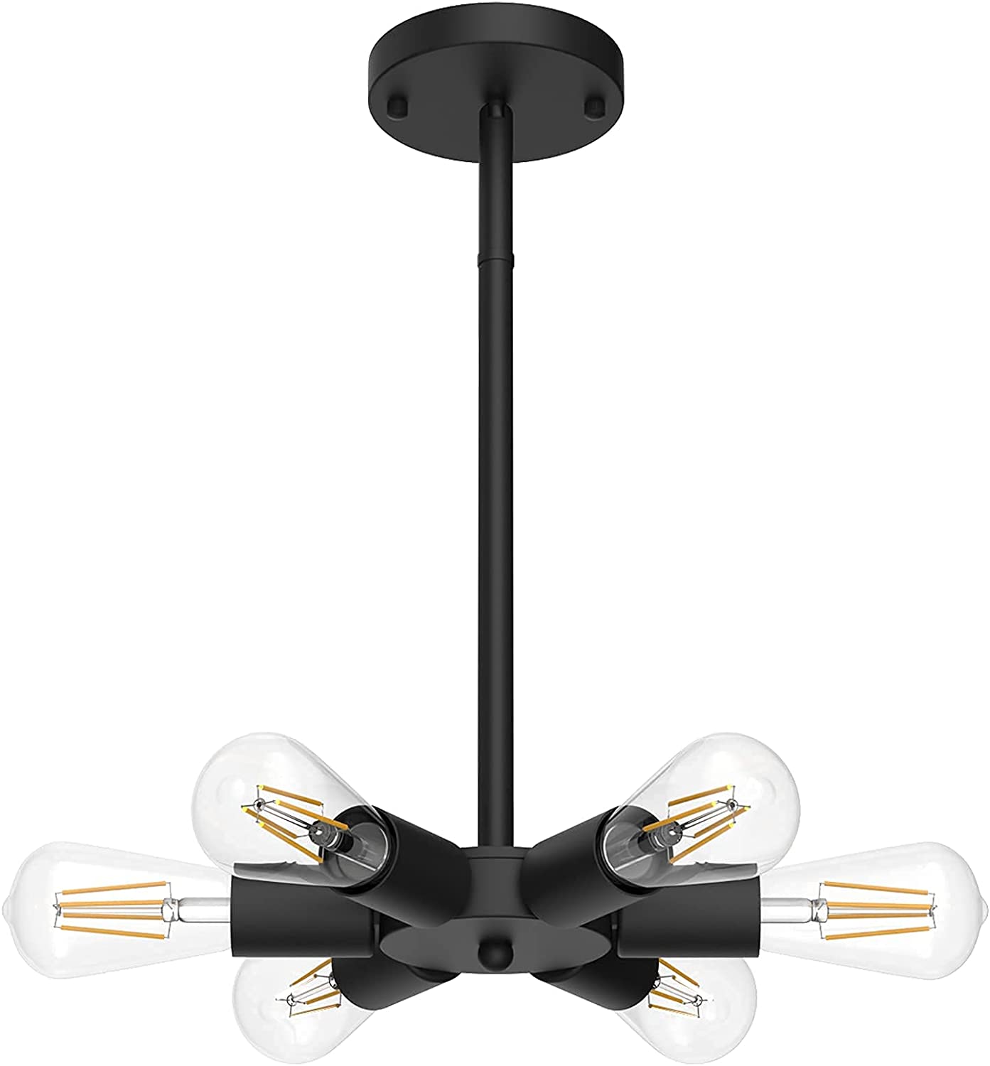6 light black chandelier industrial  sputnik light fixture