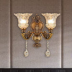 2 light crystal drop wall lighting fixture retro prism wall sconce