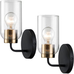 2 pack brass wall sonce black glass wall lighting fixture