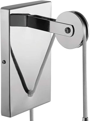 1 light plug in clear glass pulley wall sconce with chrome finish