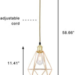 Polygon hanging lights adjustable gold cage pendant light