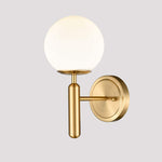 Mid-Century single wall lights bedroom in Brass wall light sconces with Globe  glass