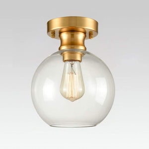Mini Semi Flush Mount Ceiling Light globe glass ceiling lamp with gold finish