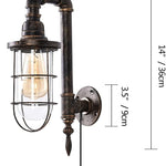 Industrial plug in wall light fixture vintage glass wall lamp