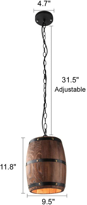 Industrial wine barrel wooden pendant light
