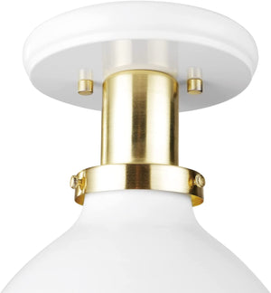 Simplicity Semi-Flush Mount Ceiling Light white glass ceiling lamp with gold finish