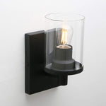 1 light industrial black vanity wall sconce with clear glass shade