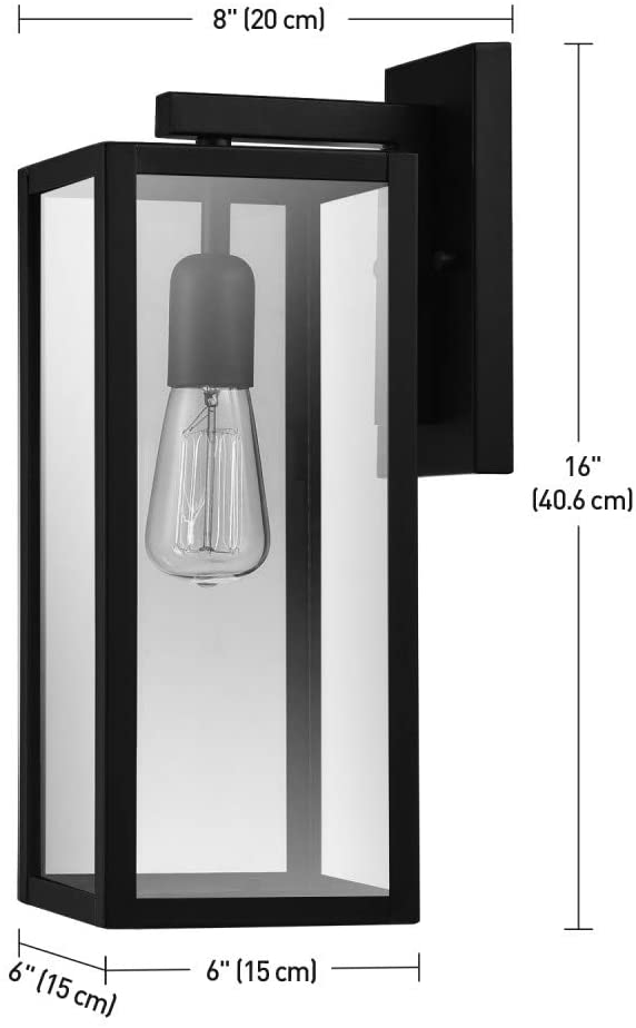 Single black wall sconce with glass shade