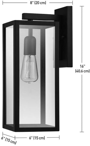 Single black wall sconce with glass shade