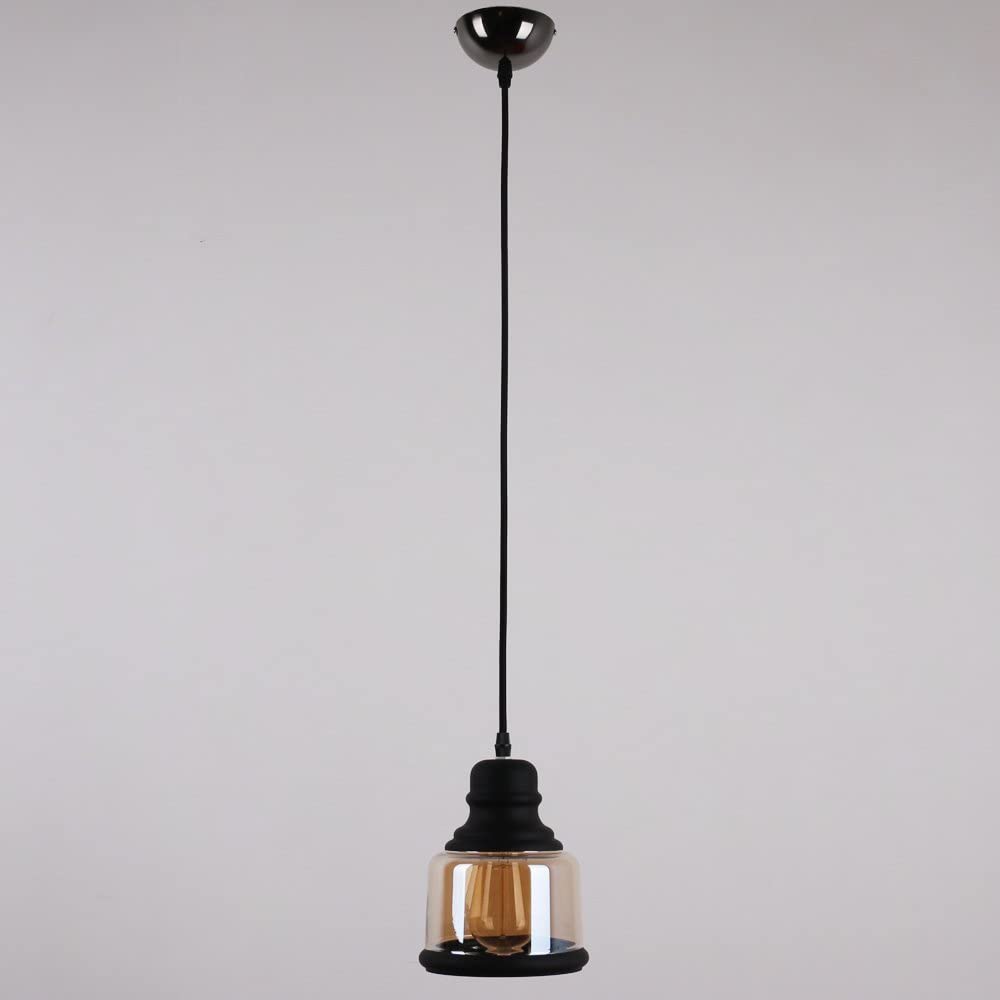 Mason Jar glass black painted pendant lamp light