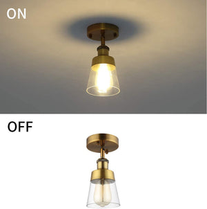 Mini Semi Flush Mount Ceiling Light antique gold ceiling light fixture with glass shade