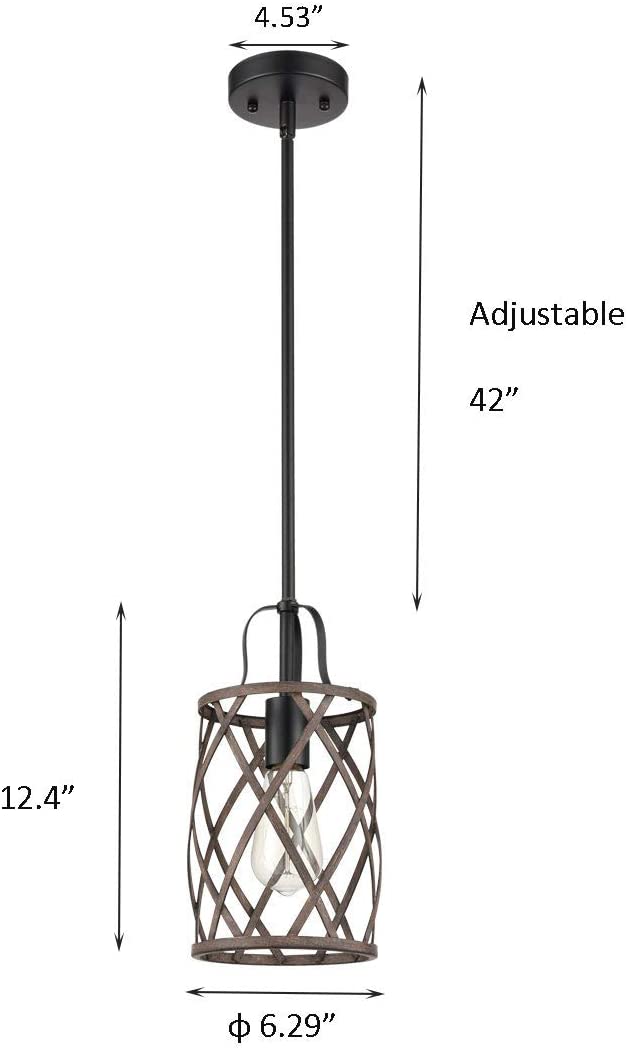 Farmhouse pendant lighting cage hanging light with wood finish