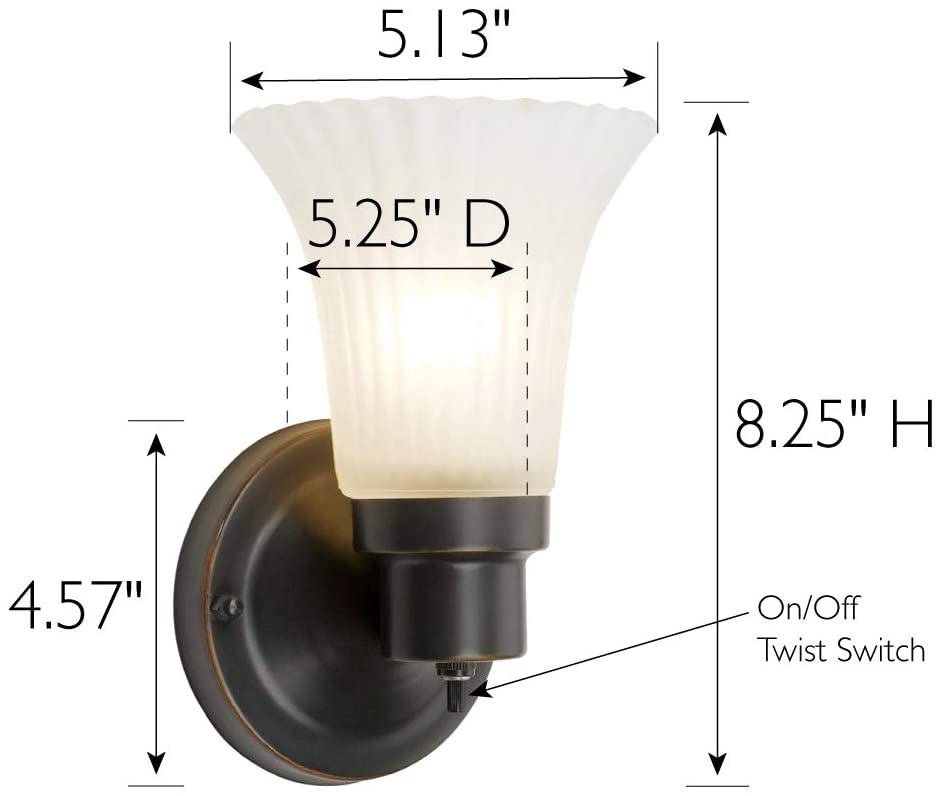 Single glass wall light with bronze finish