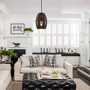 Pendant Light Cage Ceiling Lamp in Black and Gold