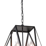 Lantern candle chandelier, industrial vintage metal black painted pendant fixture