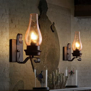Rustic nordic wall sconce vintage glass wall lantern