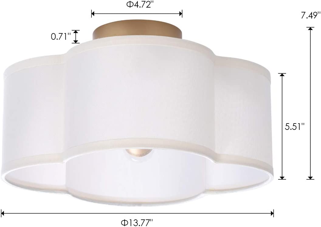 4 light semi flush mount ceiling lamp white fabric ceiling light