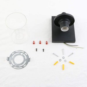 1 light industrial black vanity wall sconce with clear glass shade