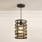 Farmhouse industrial pendant lamp black cage hanging pendant light fixture