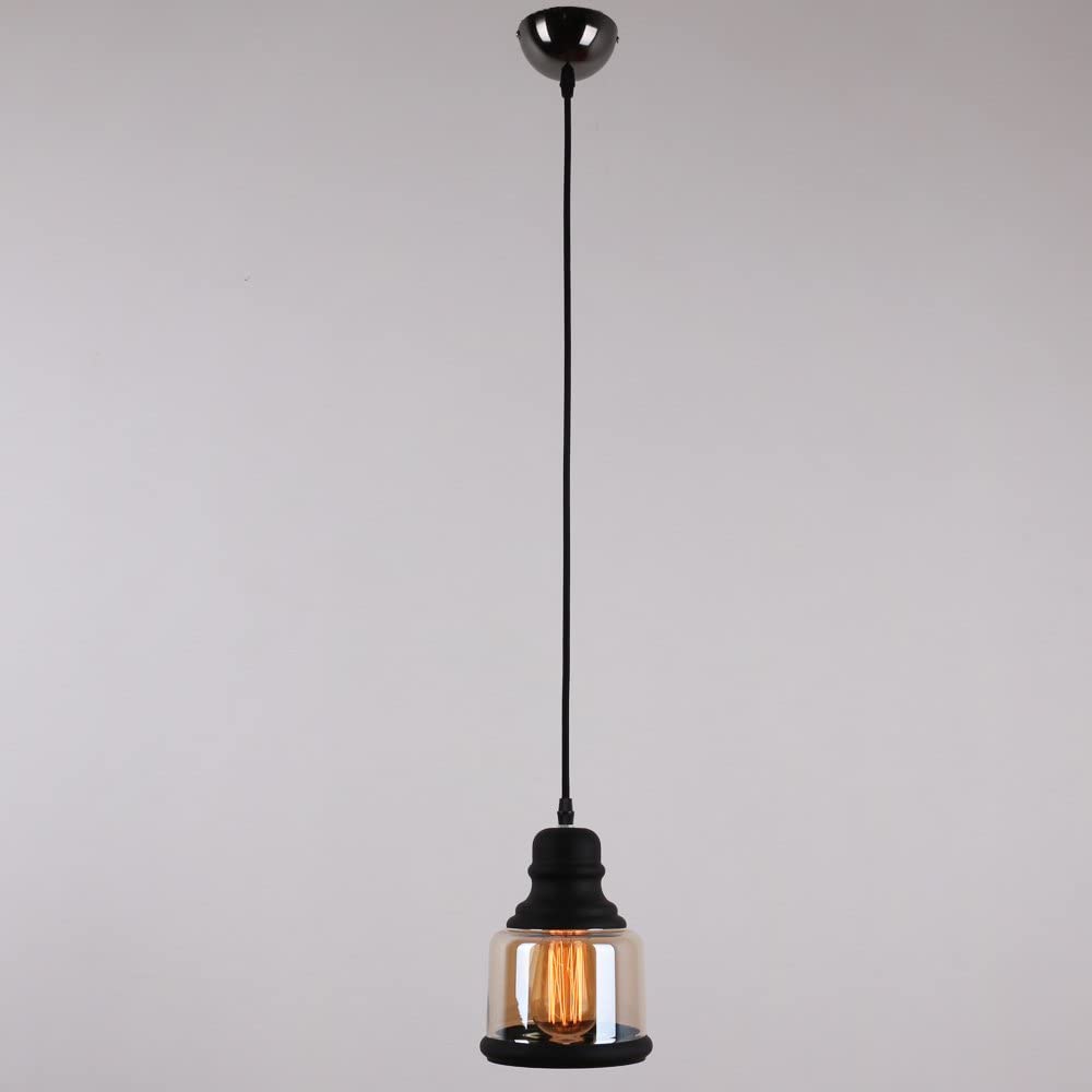 Mason Jar glass black painted pendant lamp light