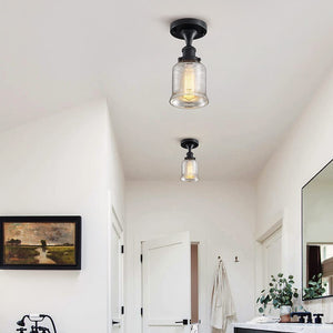 Mini semi flush mount ceiling light black glass ceiling lamp