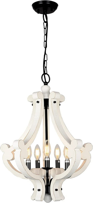 5 light dining pendant light wood rust white chandelier