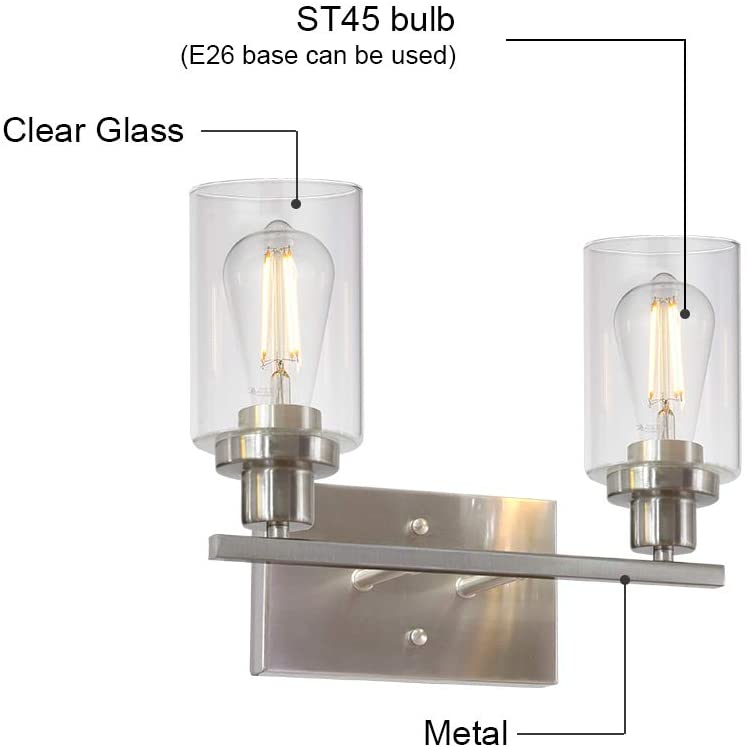 4 light modern vanity wall light fixture with clear glass shade