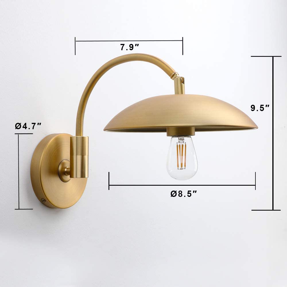 Gold arm wall light fixture retron wall lighting sconce