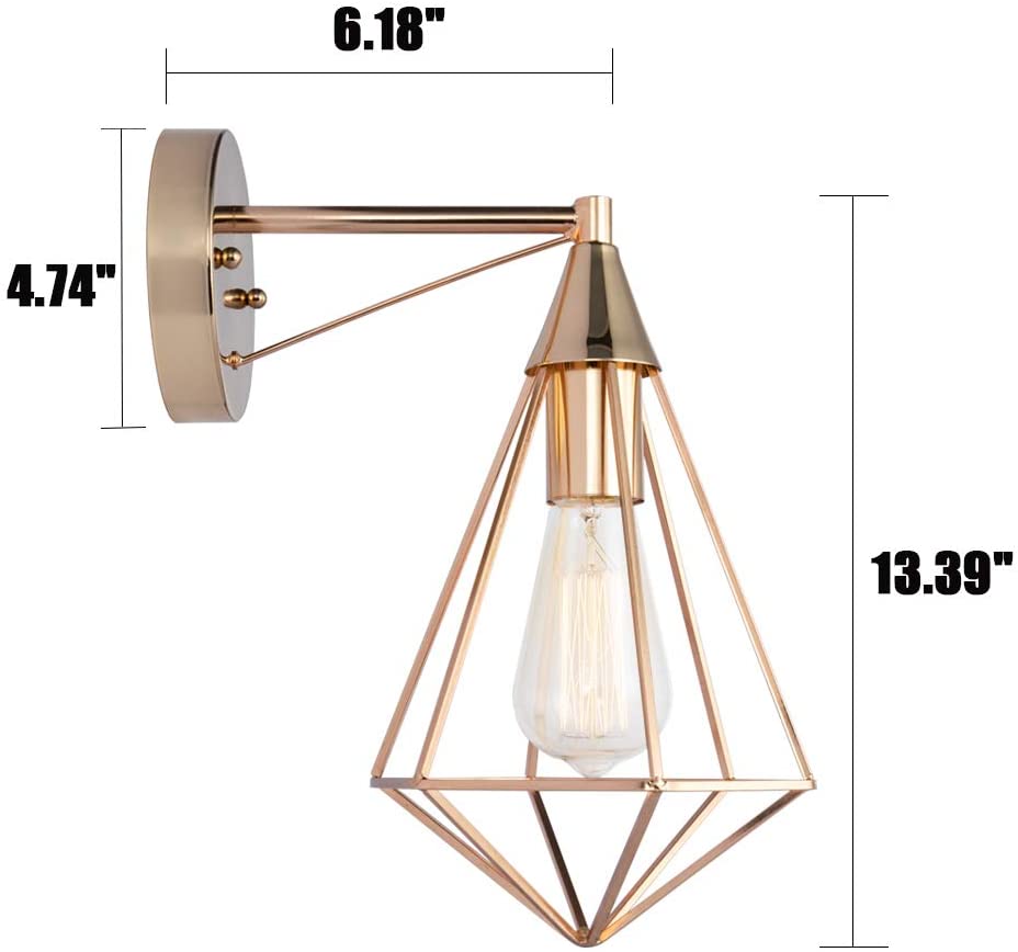 Modern gold wall sconce wire cage wall light fixture
