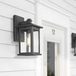 1-light lantern wall light fixture with clear seeded glass shade