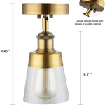 Mini Semi Flush Mount Ceiling Light antique gold ceiling light fixture with glass shade