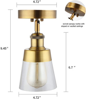Mini Semi Flush Mount Ceiling Light antique gold ceiling light fixture with glass shade